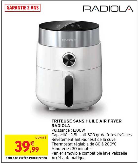 friteuse sans huile air fryer radiola