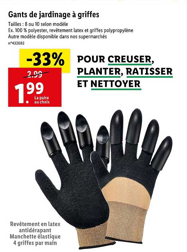 gants de jardinage à griffes