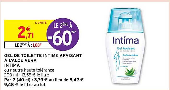 gel de toilette intime apaisant à l'aloe vera intima