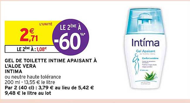 gel de toilette intime apaisant à l'aloe vera intima