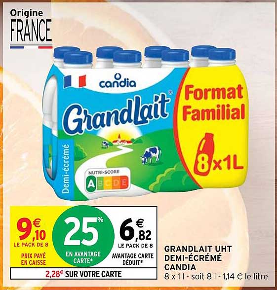 grandlait uht demi-écrémé candia