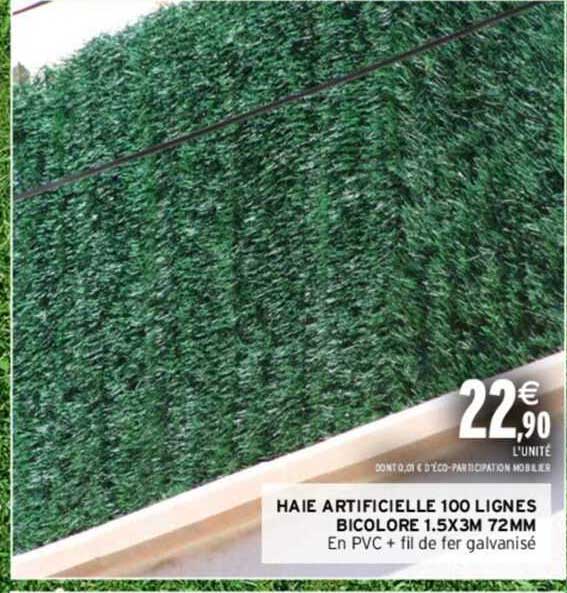 haie artificielle 100 lignes bicolore 1.5x3m 72mm