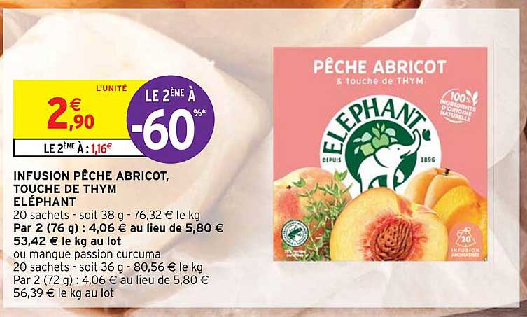 Infusion Pêche Abricot, Touche De Thym éléphant