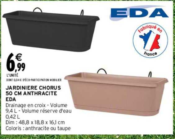 jardinière chorus 50 cm anthracite eda