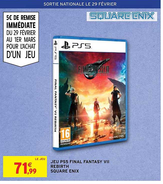 jeu ps5 final fantasy vii rebirth square enix