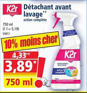 k2r détachant avant lavage