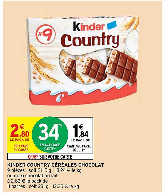 Kinder Country Céréales Chocolat
