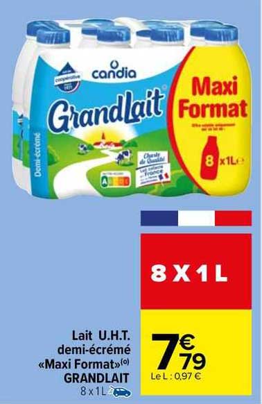 lait u.h.t. demi-écrémé «maxi format» grand lait
