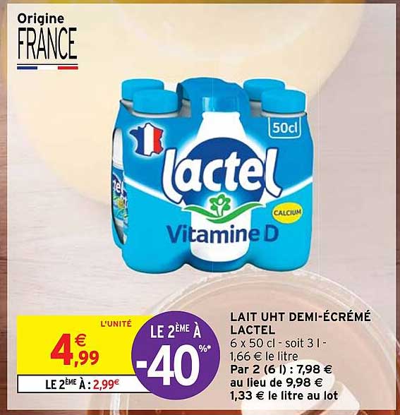 lait uht demi-écrémé lactel