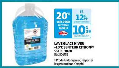 lave glace hiver -10°c senteur citron