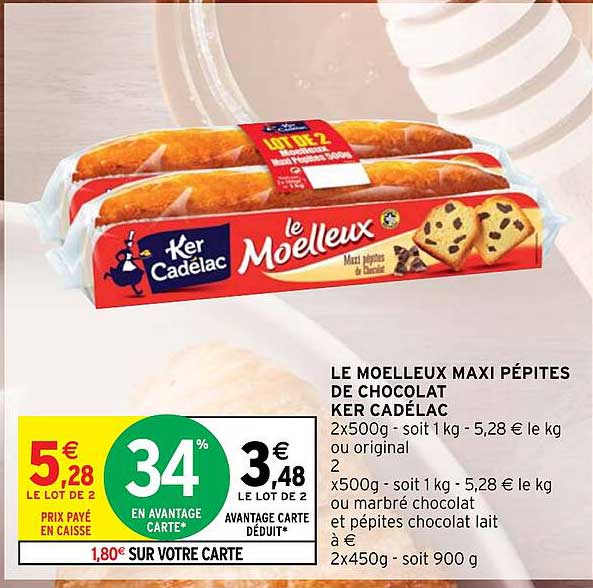le moelleux maxi pépites de chocolat ker cadélac