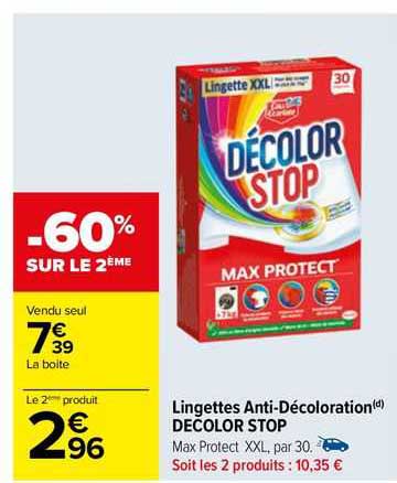 lingettes anti-décoloration decolor stop