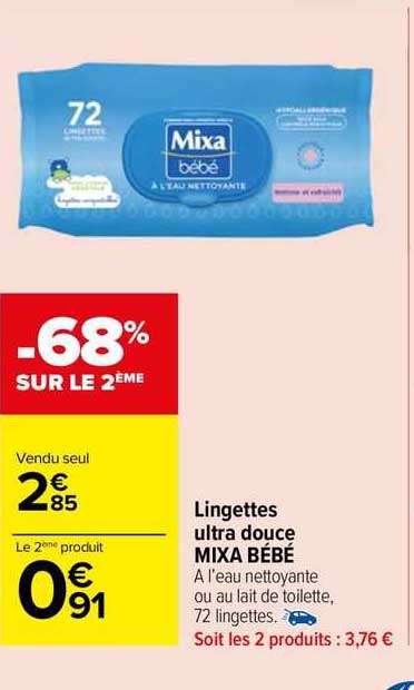 Lingettes Ultra Douce Mixa Bébé