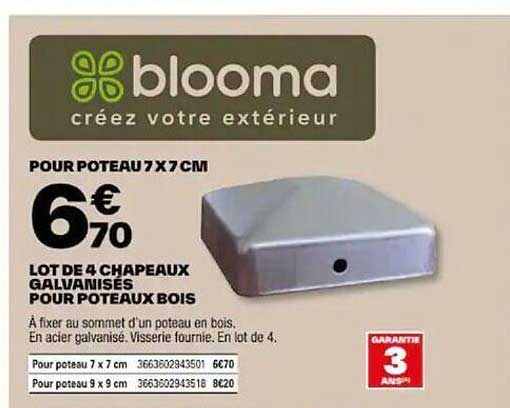 Lot De 4 Chapeaux Galvanisés Pour Poteaux Bois