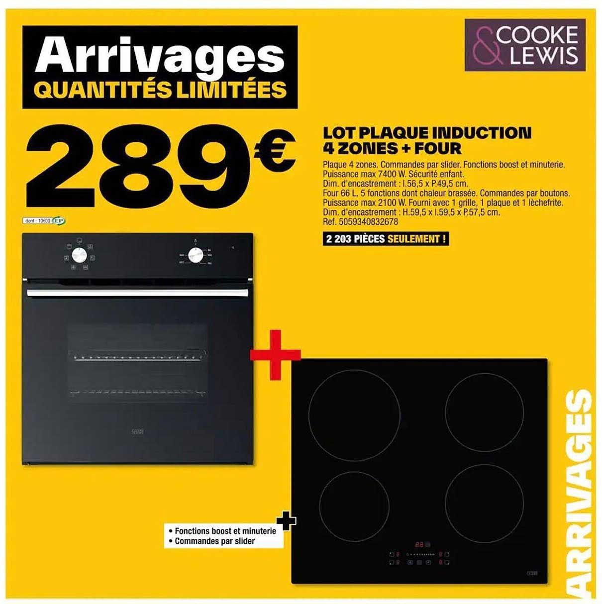 lot plaque induction 4 zones + four cooke & lewis