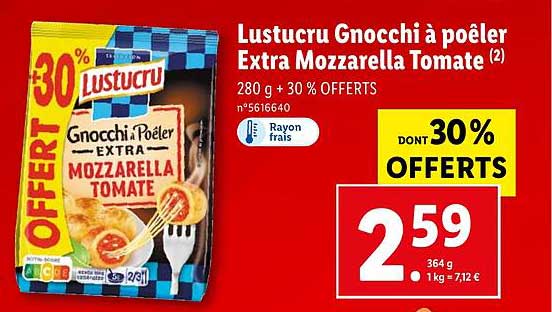 Lustucru Gnocchi à Poêler Extra Mozzarella Tomate