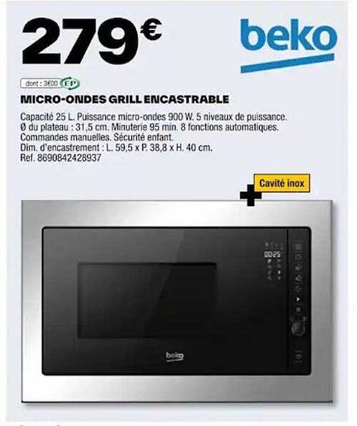 micro-ondes grill encastrable beko