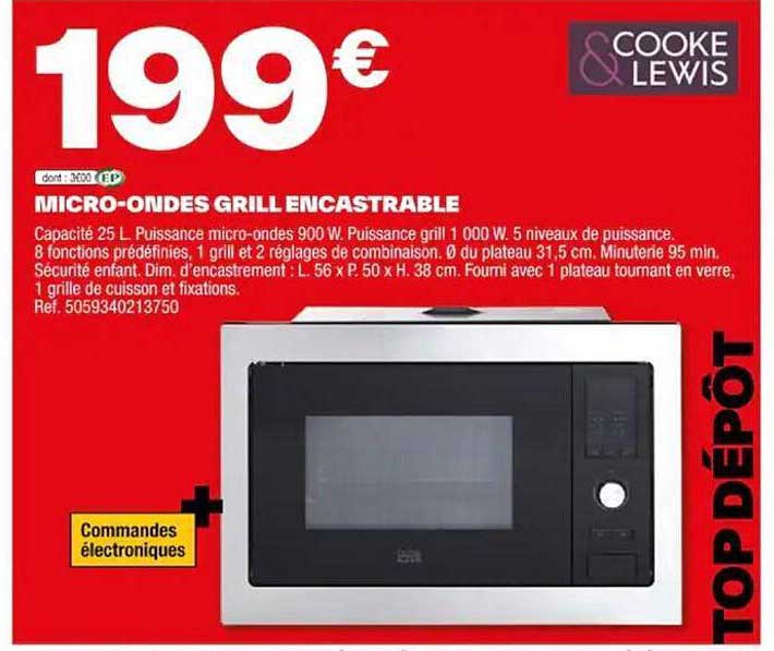 micro-ondes grill encastrable cooke & lewis