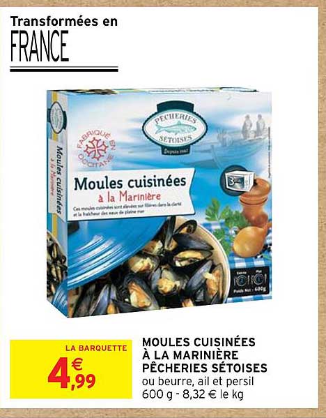 moules cusinées à la marinière pêcheries sétoises