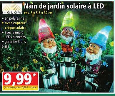 nain de jardin solaire à led i-glow
