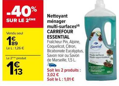 nettoyant ménager multi-surfaces carrefour essential