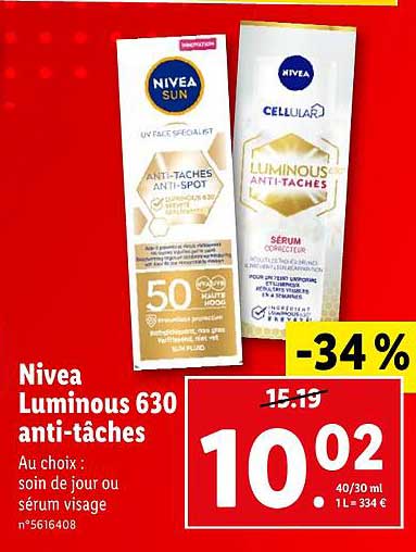 nivea luminous 630 anti-tâches