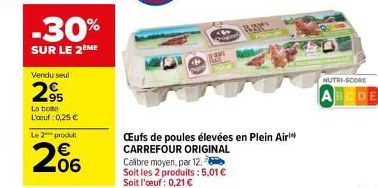 oeufs de poules élevées en plein air carrefour original