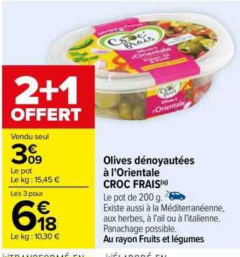 Olives Dénoyautées à L'orientale Croc Frais