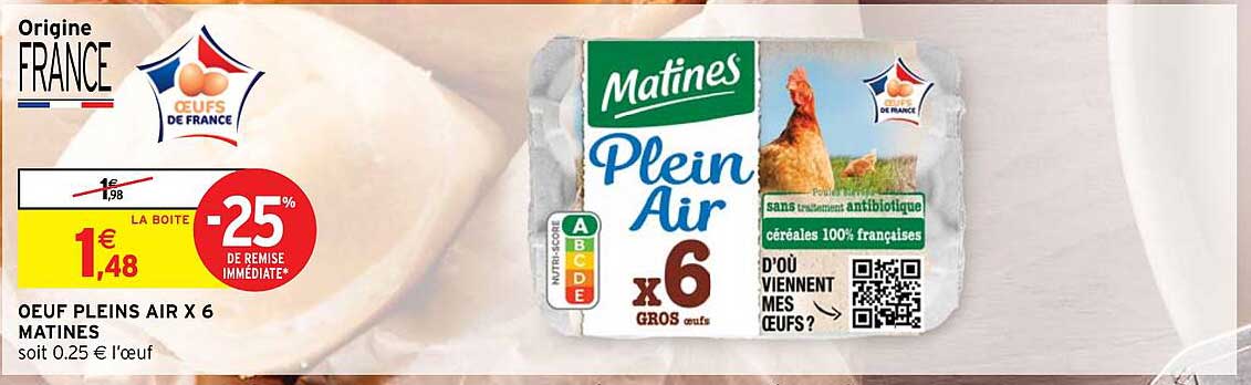 œuf pleins air x 6 matines