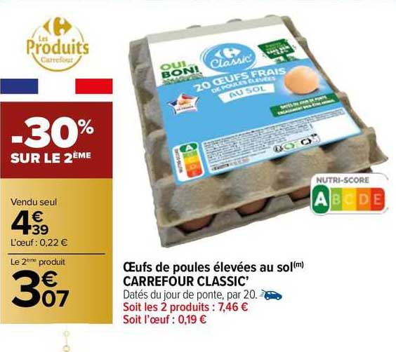 œufs de poules élevées au sol carrefour classic