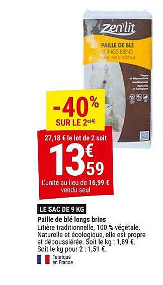 paille de blé longs brins zen'lit