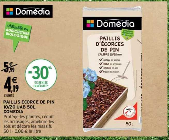 paillis écorce de pin 10/20 uab 50l domédia