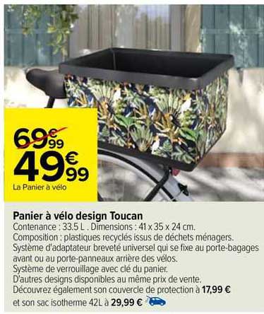panier à vélo design toucan