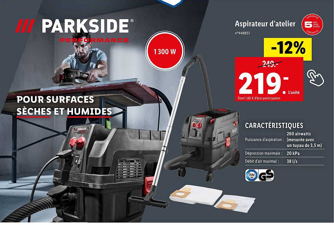 parkside aspirateur d'atelier