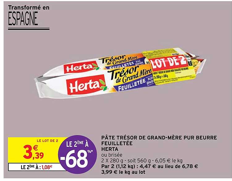 pâte trésor de grand-mère  pur beurre feuilletée herta