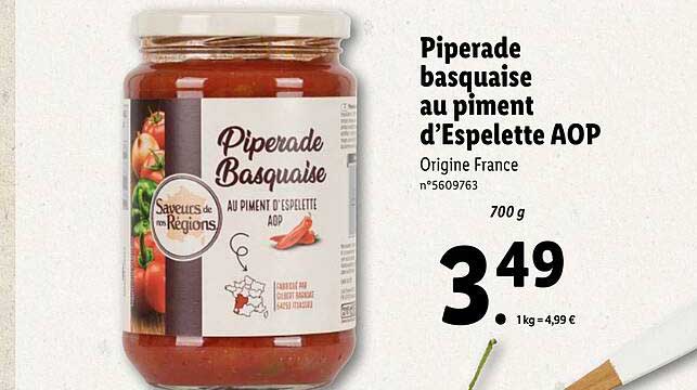 piperade basquaise au piment d'espelette aop