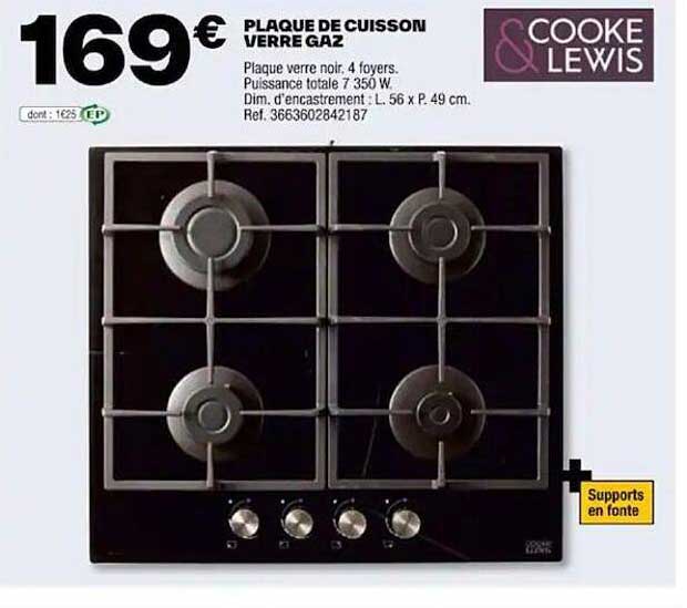 plaque de cuisson verre gaze cooke & lewis