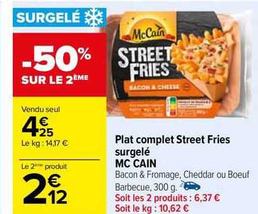 plat complet street fries surgelé mc cain