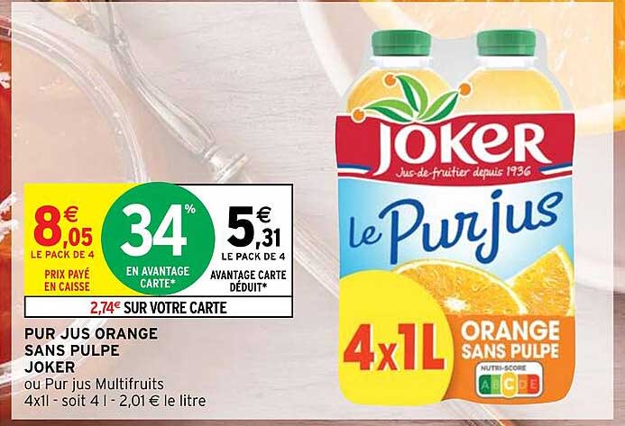 Pur Jus Orange Sans Pulpe Joker