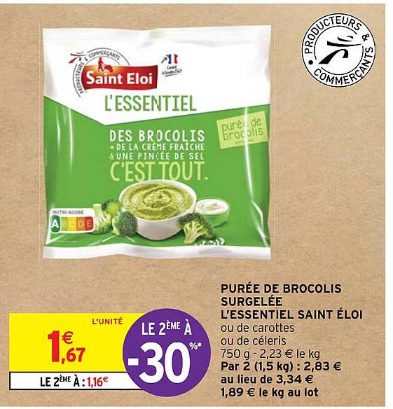 purée de brocolis surgelée l'essentiel saint éloi