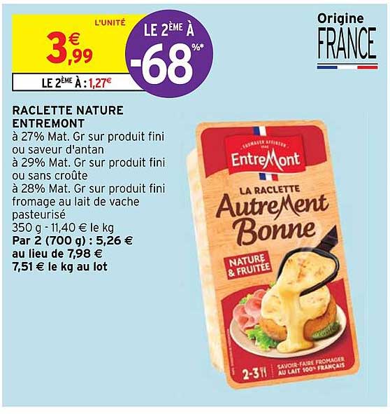 raclette nature entre mont