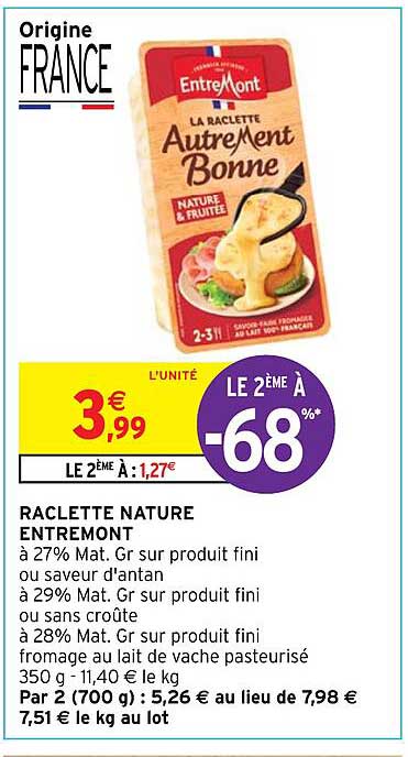 raclette nature entre mont
