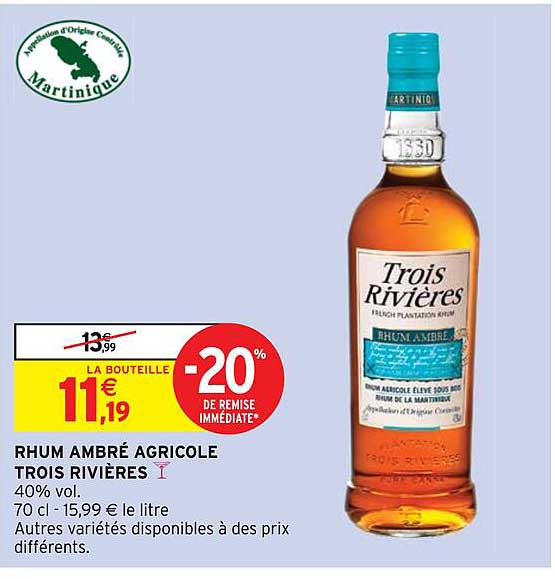 rhum ambré agricole trois rivières