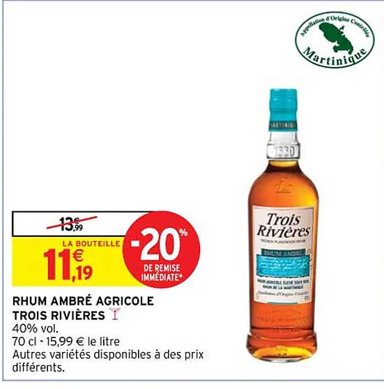 rhum ambré agricole trois rivières