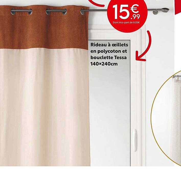 rideau à œillets en polycoton et bouclette tessa 140 x 240 cm