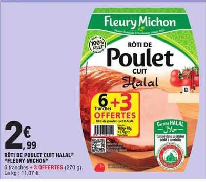 rôti de poult cuit halal "fleury michon"