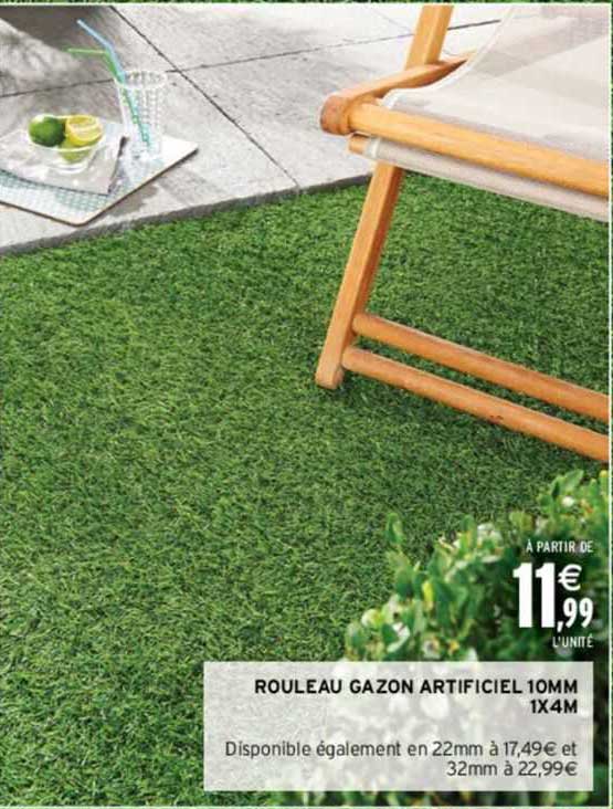 rouleau gazon artificiel 10mm 1x4m