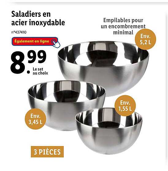 saladiers en acier inoxydable
