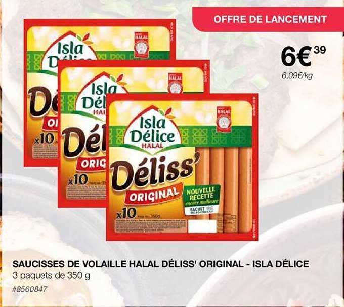 Saucisses De Volaille Halal Déliss' Original - Isla Délice