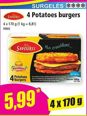 Savourel 4 Potatoes Burgers